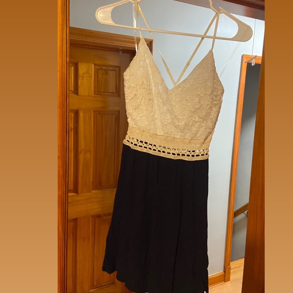 Summer dress white lace & navy